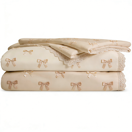 Bow Embroidered Bed Set