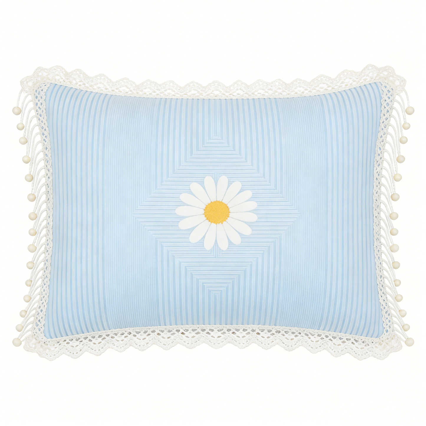 Daisy Blue Stripe Pillow