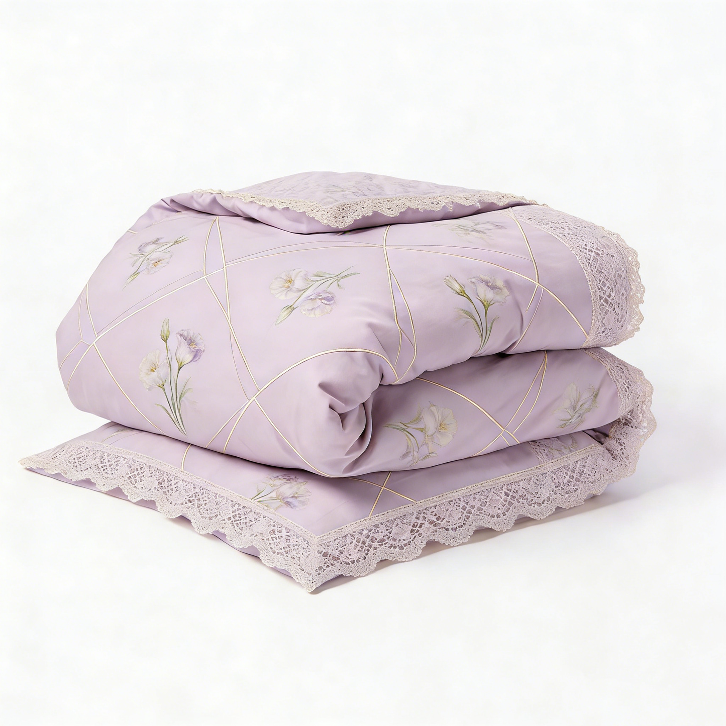 Lavender Floral Lace Bedding Set