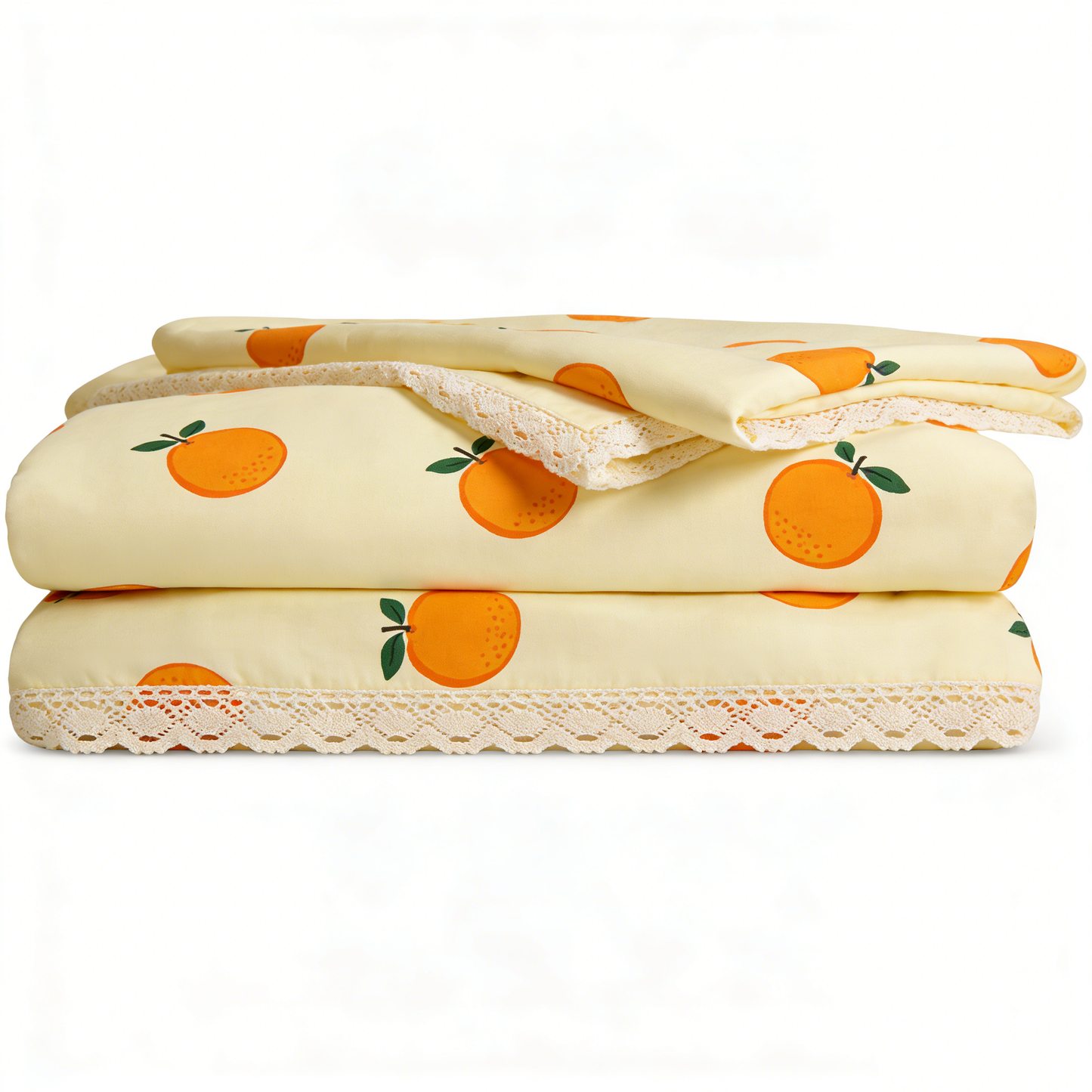 Orange Print Lace Bed Set