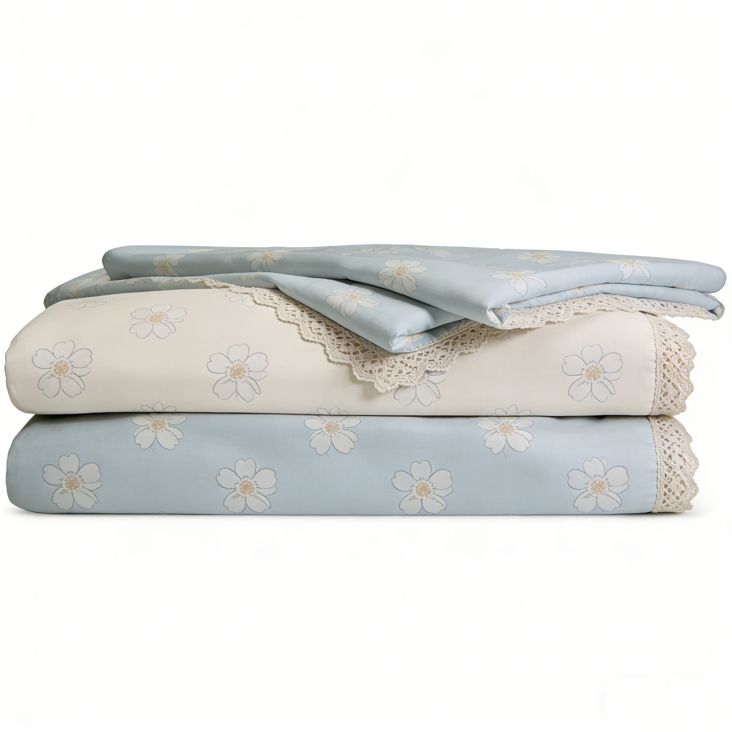 Blue & White Floral Bed Set