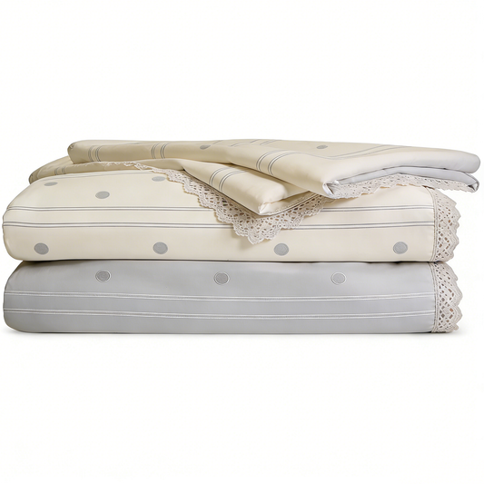 Grey Dot & Stripe Bed Set