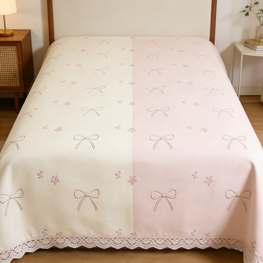 Pink Bow Floral Sheet Set