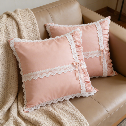 Lace Ruffle Pink Pillow