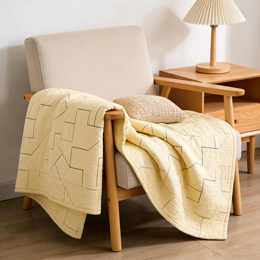 Yellow Geometric Stitch Quilt
