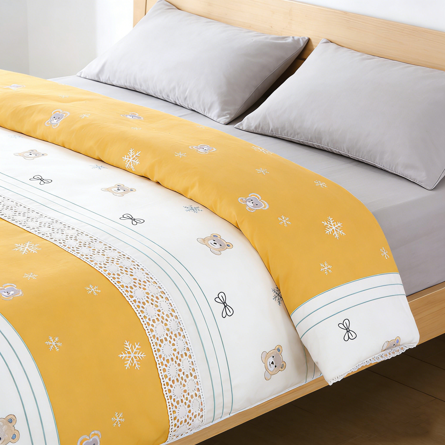 Yellow Bear & Snow Comforter