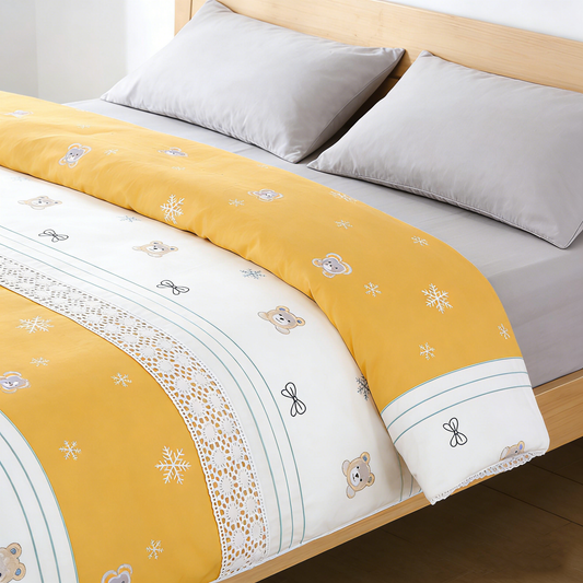 Yellow Bear & Snow Comforter