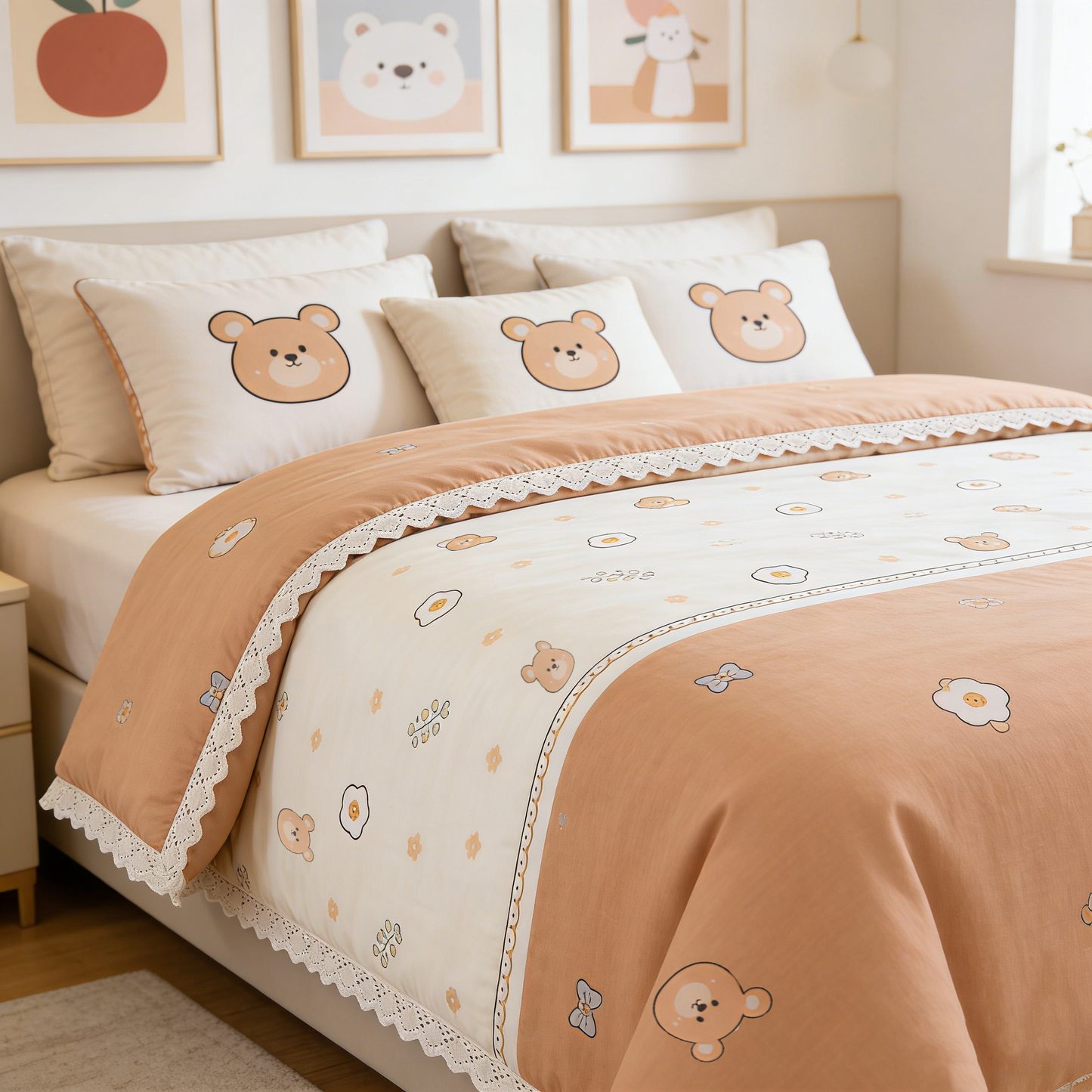 Tan Bear Print Comforter