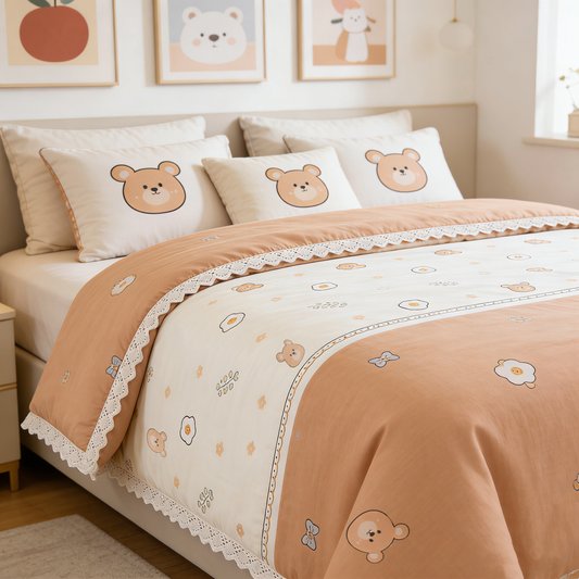 Tan Bear Print Comforter