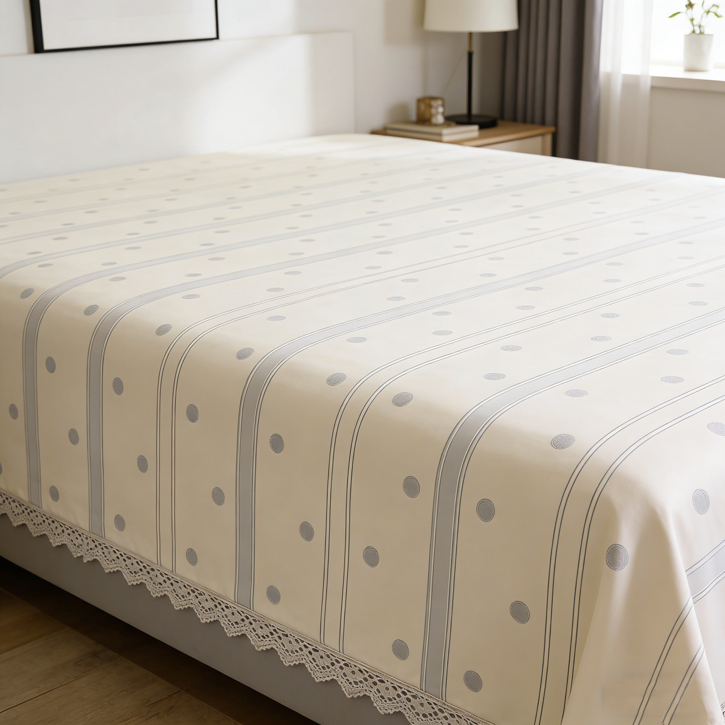 Grey Dot & Stripe Bed Set