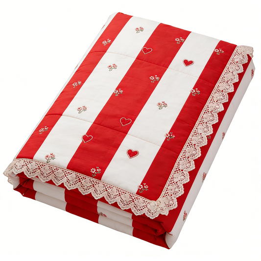 Red Heart Stripe Quilt
