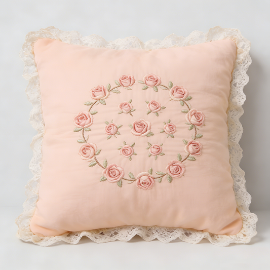 Pink Rose Lace Pillow