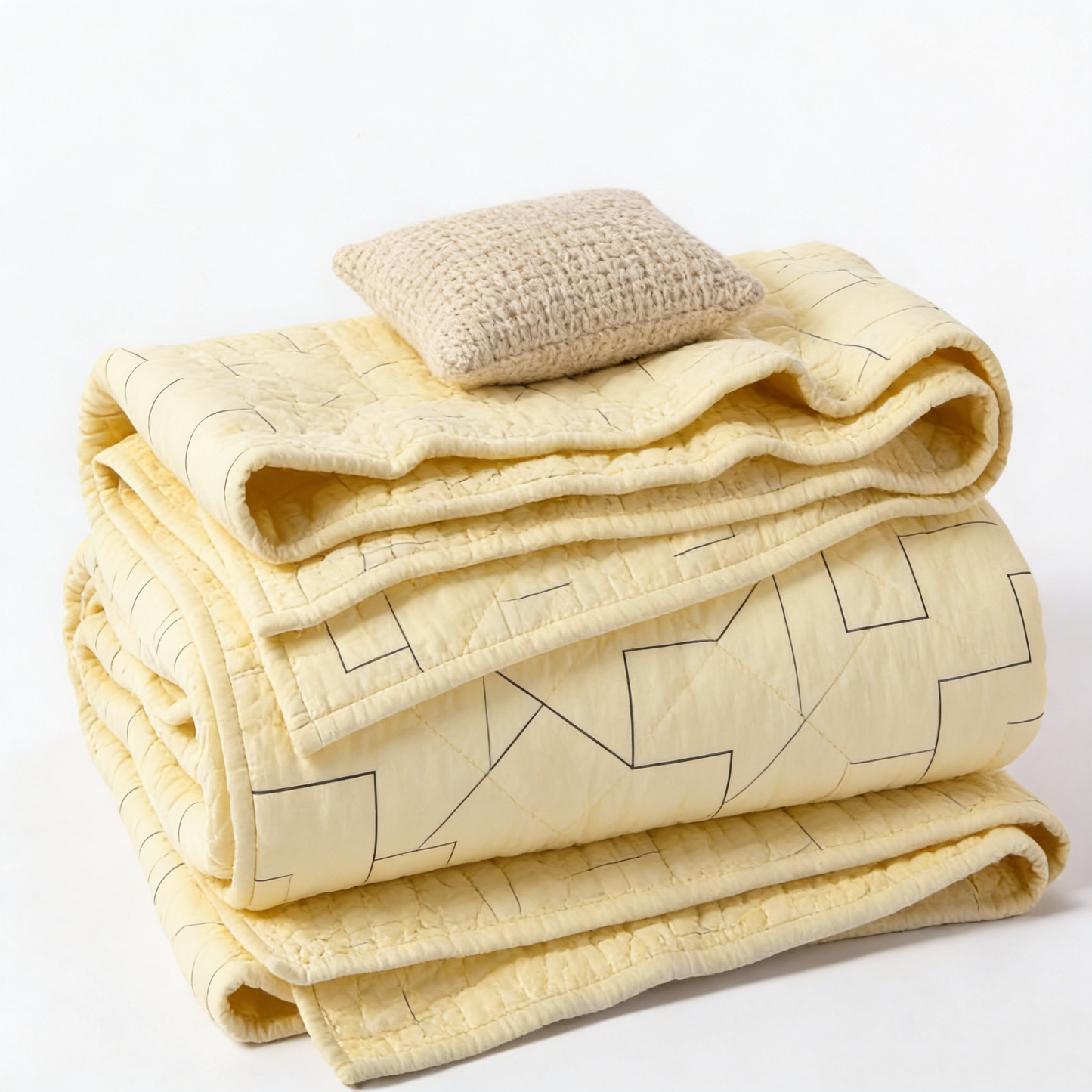 Yellow Geometric Stitch Quilt