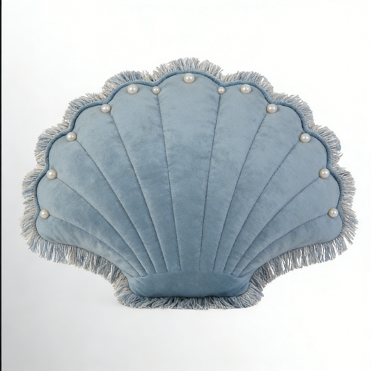 Blue Seashell Pearl Pillow